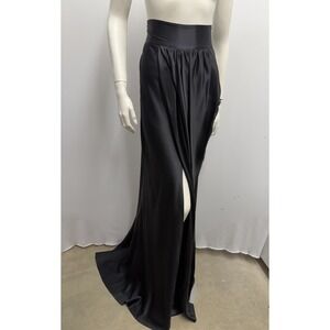 Monique Lhuillier 100% Silk Long Skirt Black Evening Ruching & Draping Size 6